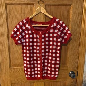 ModCloth short sleeve gingham checked sweater